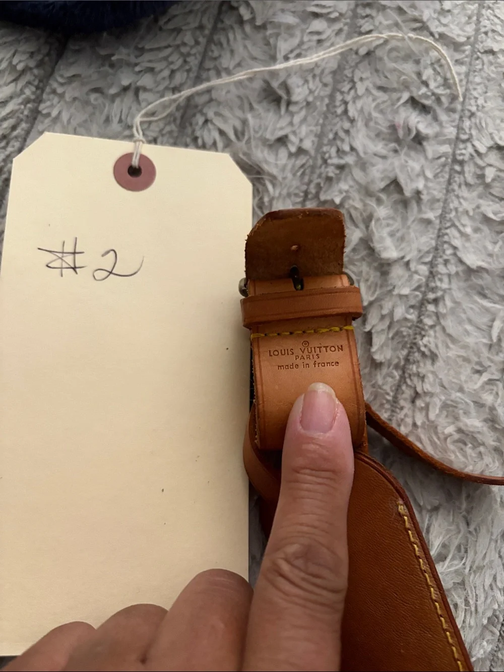 Louis Vuitton Brown Leather Luggage Tag with Strap